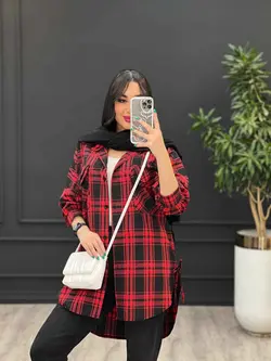 مانتو چهارخونه سرجیب دوبل کد 2902 در مجموعه ونوس مد