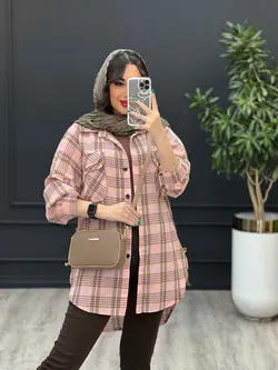 مانتو چهارخونه سرجیب دوبل کد 2902 در مجموعه ونوس مد