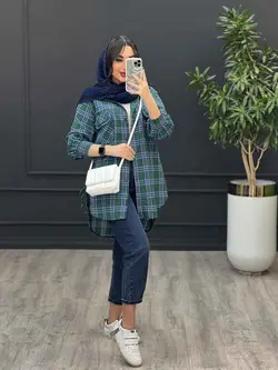 مانتو چهارخونه سرجیب دوبل کد 2902 در مجموعه ونوس مد