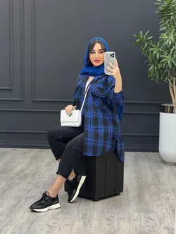 مانتو چهارخونه سرجیب دوبل کد 2902 در مجموعه ونوس مد