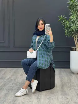 مانتو چهارخونه سرجیب دوبل کد 2902 در مجموعه ونوس مد