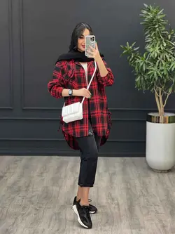 مانتو چهارخونه سرجیب دوبل کد 2902 در مجموعه ونوس مد