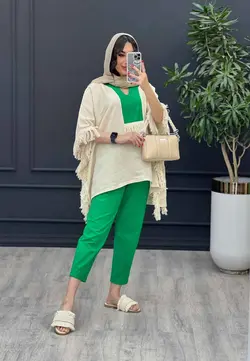 خرید آنلاین ست مانتو و شلوار لینن پانچ بغل ریش کد 3025 ونوس