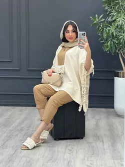 خرید آنلاین ست مانتو و شلوار لینن پانچ بغل ریش کد 3025 ونوس