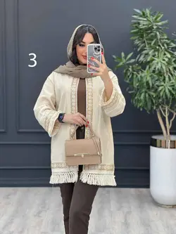 خرید آنلاین مانتو لینن نچرال پولک دوزی پایین ریش کد 3041