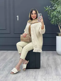 خرید آنلاین مانتو لینن نچرال پولک دوزی پایین ریش کد 3041