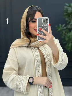 خرید آنلاین مانتو لینن نچرال پولک دوزی پایین ریش کد 3041