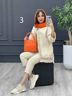 خرید آنلاین مانتو لینن نچرال پولک دوزی پایین ریش کد 3041