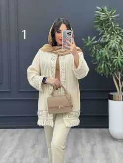 خرید آنلاین مانتو لینن نچرال پولک دوزی پایین ریش کد 3041