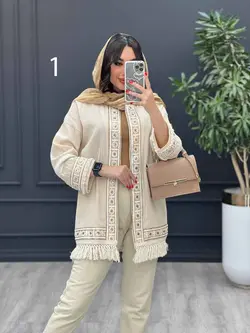 خرید آنلاین مانتو لینن نچرال پولک دوزی پایین ریش کد 3041