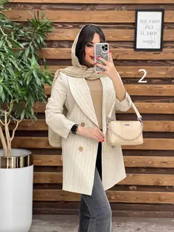 مانتو کتی راه راه چهاردکمه چوبی کد 2948 شیک و خاص درونوس مد