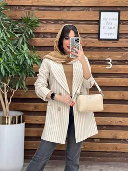 مانتو کتی راه راه چهاردکمه چوبی کد 2948 شیک و خاص درونوس مد