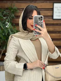 مانتو کتی راه راه چهاردکمه چوبی کد 2948 شیک و خاص درونوس مد