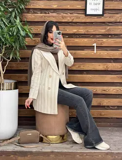 مانتو کتی راه راه چهاردکمه چوبی کد 2948 شیک و خاص درونوس مد