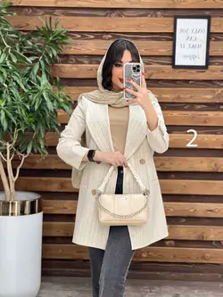 مانتو کتی راه راه چهاردکمه چوبی کد 2948 شیک و خاص درونوس مد