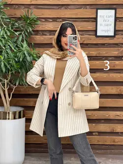 مانتو کتی راه راه چهاردکمه چوبی کد 2948 شیک و خاص درونوس مد