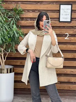 مانتو کتی راه راه چهاردکمه چوبی کد 2948 شیک و خاص درونوس مد