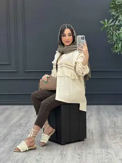 مانتو لینن نچرال ریش دوزی کد 3157 خرید انلاین در ونوس مد