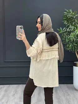 مانتو لینن نچرال ریش دوزی کد 3157 خرید انلاین در ونوس مد