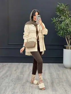 مانتو لینن نچرال ریش دوزی کد 3157 خرید انلاین در ونوس مد