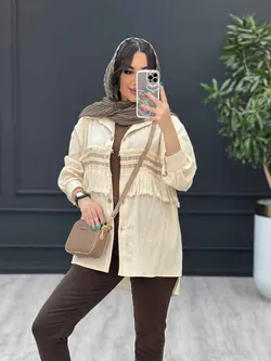 مانتو لینن نچرال ریش دوزی کد 3157 خرید انلاین در ونوس مد