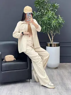 ست مانتو شلوار کارگو کد 3130 شیک و خاص در مجموعه ونوس مد