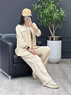 ست مانتو شلوار کارگو کد 3130 شیک و خاص در مجموعه ونوس مد