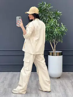 ست مانتو شلوار کارگو کد 3130 شیک و خاص در مجموعه ونوس مد