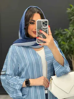 مانتو راه راه بلند آستین سگک کد 3172 در مجموعه انلاینونوس مد