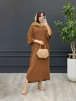 مانتو بلند جلو بسته آستین پاگن کد 3204 | فروشگاه اینترنتی ونوس مد