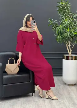 مانتو بلند جلو بسته آستین پاگن کد 3204 | فروشگاه اینترنتی ونوس مد