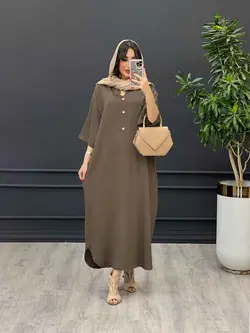 مانتو بلند جلو بسته آستین پاگن کد 3204 | فروشگاه اینترنتی ونوس مد