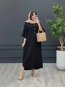 مانتو بلند جلو بسته آستین پاگن کد 3204 | فروشگاه اینترنتی ونوس مد