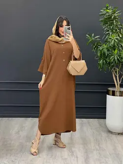 مانتو بلند جلو بسته آستین پاگن کد 3204 | فروشگاه اینترنتی ونوس مد