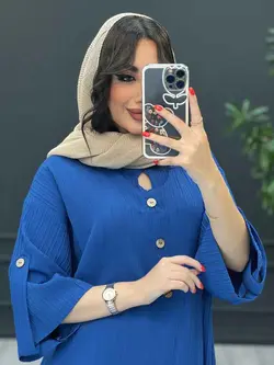 مانتو بلند جلو بسته آستین پاگن کد 3204 | فروشگاه اینترنتی ونوس مد