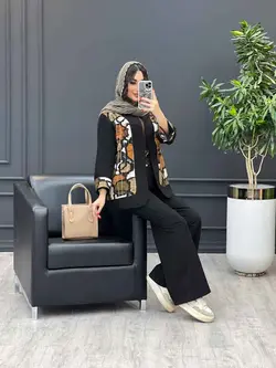 ست مانتو و شلوار ترکیبی کوک دوزی کد 3215 در مجموعه ونوس مد