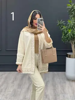 مانتو لینن نچرال پولک دوزی پایین ریش کد 3332 در ونوس مد