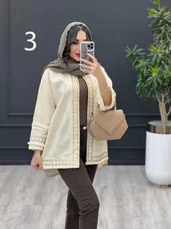 مانتو لینن نچرال پولک دوزی پایین ریش کد 3332 در ونوس مد