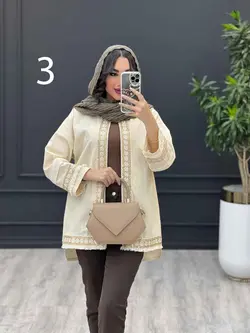 مانتو لینن نچرال پولک دوزی پایین ریش کد 3332 در ونوس مد