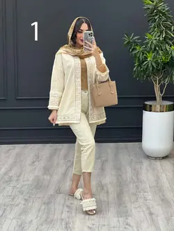 مانتو لینن نچرال پولک دوزی پایین ریش کد 3332 در ونوس مد