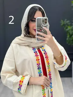 مانتو لینن نچرال پولک دوزی پایین ریش کد 3332 در ونوس مد