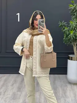 مانتو لینن نچرال پولک دوزی پایین ریش کد 3332 در ونوس مد