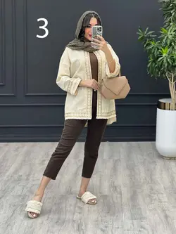 مانتو لینن نچرال پولک دوزی پایین ریش کد 3332 در ونوس مد