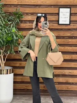 مانتو لینن دو دکمه آستین مثلثی کد 3337 در مجموعه انلاین ونوس