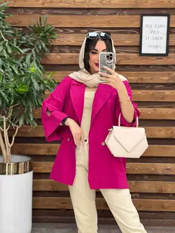 مانتو لینن دو دکمه آستین مثلثی کد 3337 در مجموعه انلاین ونوس