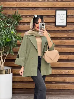 مانتو لینن دو دکمه آستین مثلثی کد 3337 در مجموعه انلاین ونوس