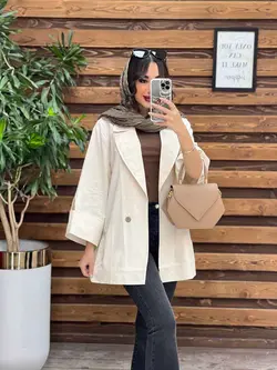 مانتو لینن دو دکمه آستین مثلثی کد 3337 در مجموعه انلاین ونوس