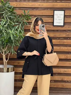 مانتو دکمه مخفی بغل جیب کد 3347 در مجموعه انلاین ونوس مد