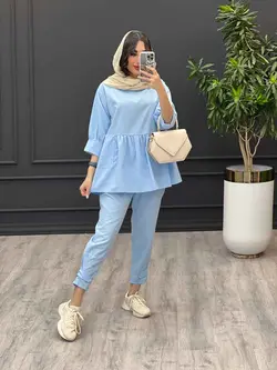 ست مانتو و شلوار جلو بسته چین دار کد 3345 در مجموعه ونوس مد