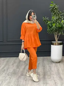 ست مانتو و شلوار جلو بسته چین دار کد 3345 در مجموعه ونوس مد